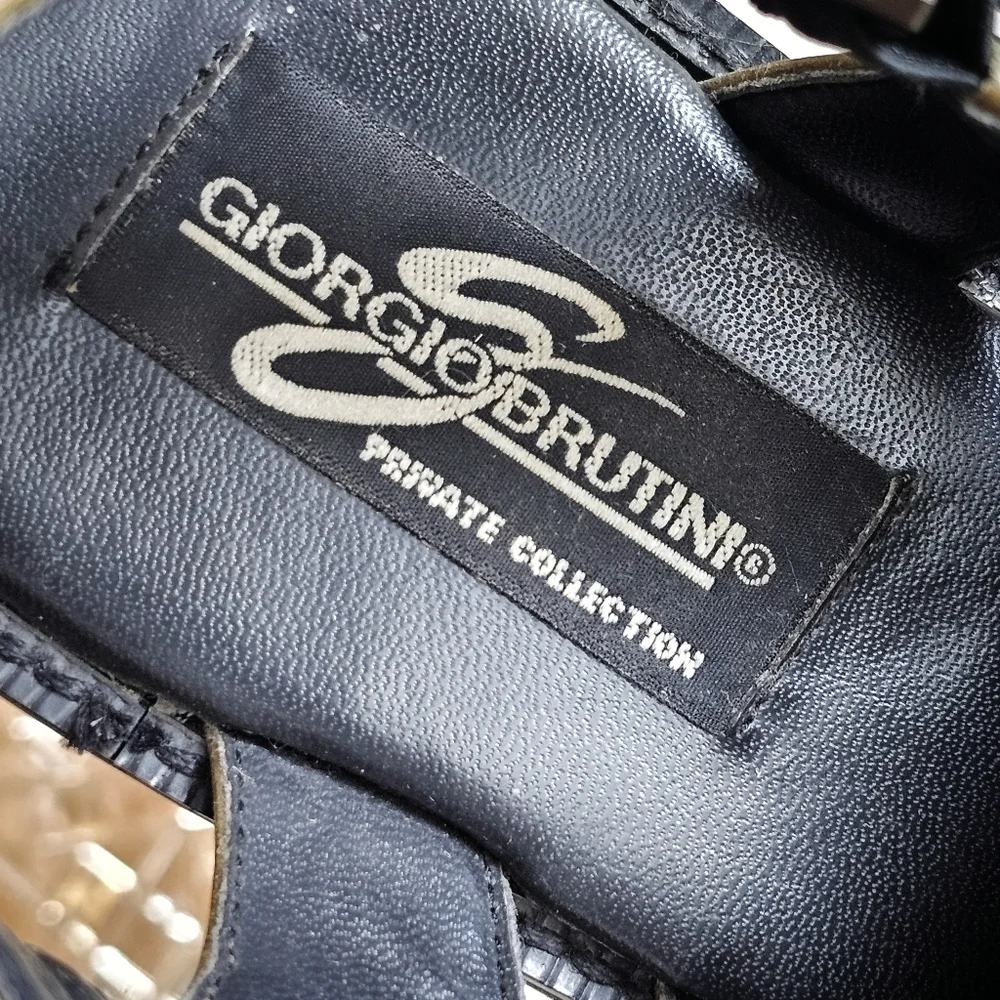 Vintage Chunky Giorgio Brutini Leather Slingback Shoes | Square Toe